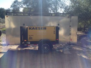 Tronier Sandblasting trailer which holds all of their equipment 