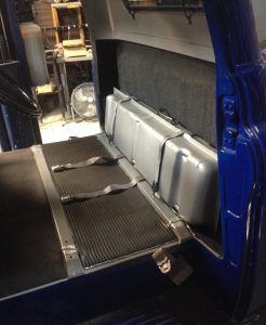 seat belts, fuel tank, carpet, and mats installed